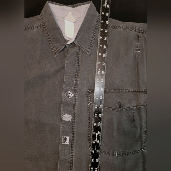 Vintage OP Charcoal button-down surfer shirt. Sz L - Picture 11 of 13